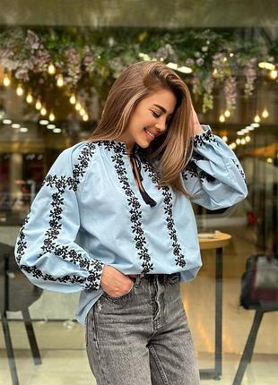 🌈5! невероятная вышиваемая женская рубашка голубая голубая голубая голубая голубая голубая голубая вышитая вышивка вышиванка