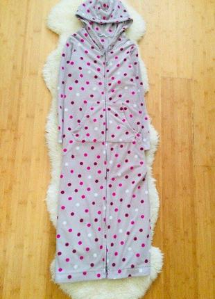 Marks & spencer l-xl супер - теплое флисовое домашнее платье, халат, ночная рубашка cтан идеален. длина
