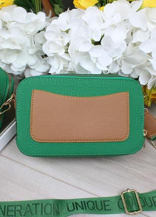 Женская стильная и качественная сумка из эко кожи зеленая5 фото