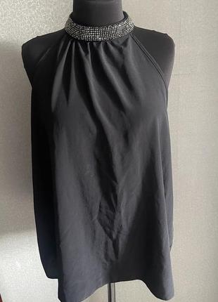 Блузка з камінцями на комірі, позаду завʼязки від new look розмір 14 ( l - xl )