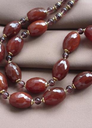 Кольє намисто сердолік в огранці