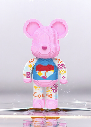 Конструктор magic blocks в виде мишки bearbrick "heart" розовый