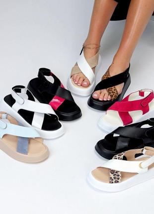 Босоніжки жіночі з натуральної шкіри і замши