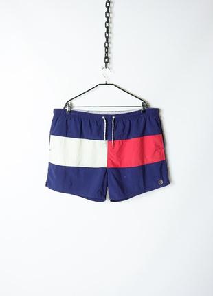 Винтажные шорты tommy hifliger big logo flag. спортивные для плавания. vintage polo rl jeans retro sergio fred perry