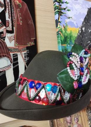 Шляпа гуцульского крессаня поляна подарок гуцулы карпаты этаностиль
