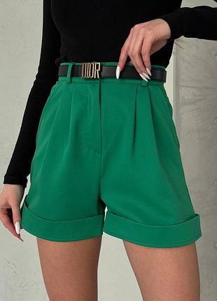 Шорты базовые зеленые3 фото