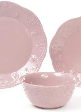 Набір 6 обідніх тарілок leeds ceramics ø28.5см daymart   кам'яна кераміка (рожеві)2 фото