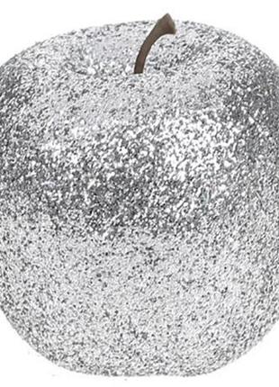 Набір 4 підвіски «яблуко» 7см daymart  сріблястий з глітером, пінопласт