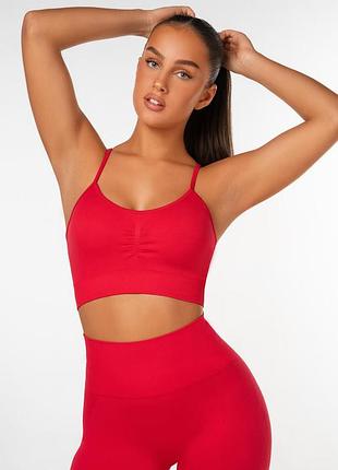 Топ для фитнеса и йоги с пуш-ап эффектом красного цвета, размер m