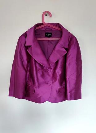 Hobbs london шелковый пиджак винтаж розовый фуксия шерсть шелк 100% silk seta 3/4 рукав ацетат англия лондон wool поджачок женский винтаж