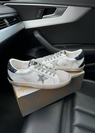 Женские кроссовки 
golden goose white blue silver