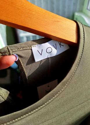 Платье vovk мини полуприталенное искусственный шелк хаки6 фото