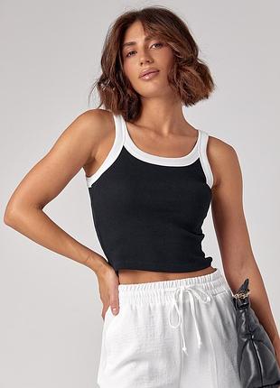 Трикотажна майка в рубчик з контрастною окантовкою артикул: 241043