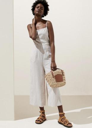 Новий лляний брючний комбінезон marks&spencer брюки штани кюлоти