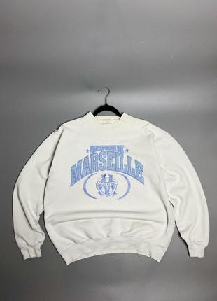 Красивый винтажный свитшот marseille olimpic sweatshirt jersey soccer blank 90 футбол футбольный оригинал vintage