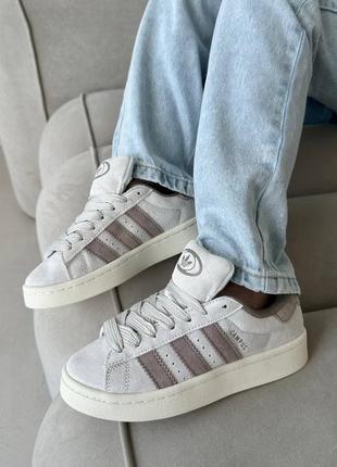 Замшевые кроссовки adidas campus beige brown
