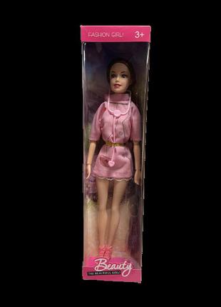 Кукла барби в розовом костюме медсестры abc брюнетка