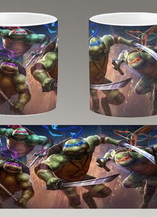 Чашка белая керамическая "черепашки-ниндзя" teenage mutant ninja turtles  aurora