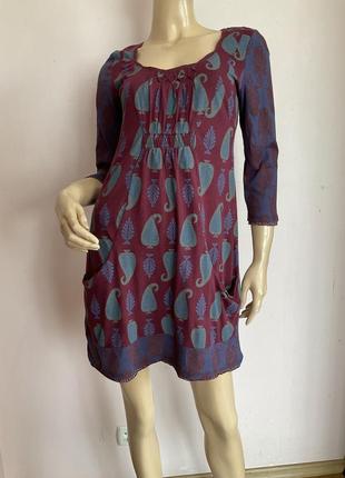 Трикотажное принтовое платье/ м/ brend white stuff