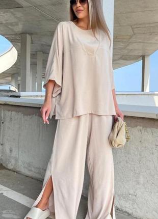 Легкий стильний костюмчик oversize жатка 🎈