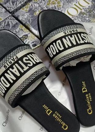 Шлепки, шлепанцы в стиле christian dior натуральная кожа