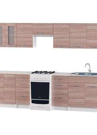 Кухня модульна эверест эко набор №13 ясень шимо темный+белый 2,7 м (dtm-2959)