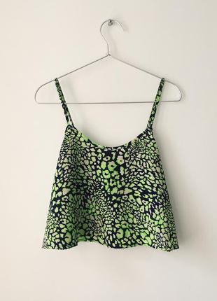 Топ с неоновым леопардовым принтом topshop зеленый леопардовый принт на тонких бретельках леопард