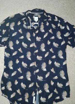 Фирменная легкая натуральная мужская теннисная, летняя рубашка river island