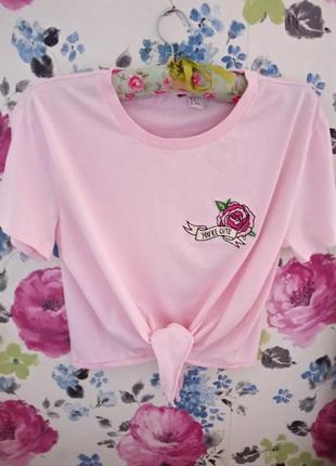 Вишитий топ h&m футболка вишивка троянда you are cute