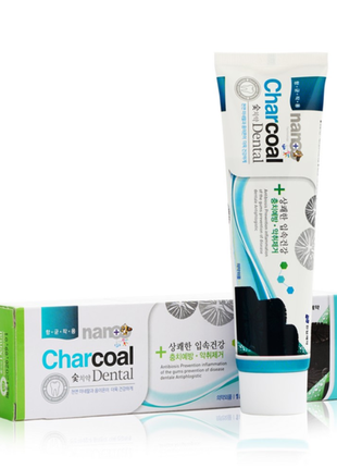 Зубна паста зі сріблом та бамбуковим вугіллям hanil chemical nano charcoal dental toothpaste