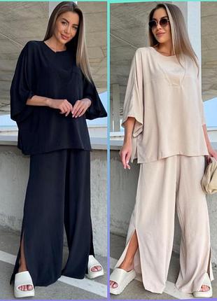 Легкий стильний костюмчик oversize жатка 🎈