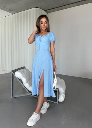 Летнее платье с шнуровкой на спине платья миди супер софт с короткими рукавами и цветочным принтом