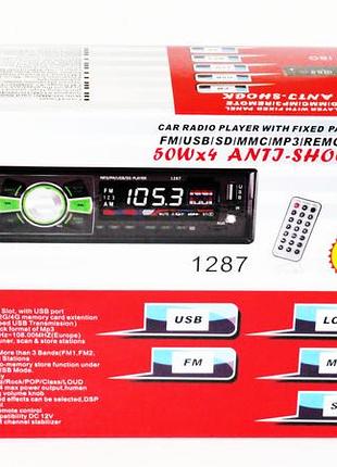 Автомагнитола 1 din usb microsd fm aux пульт 1287 2