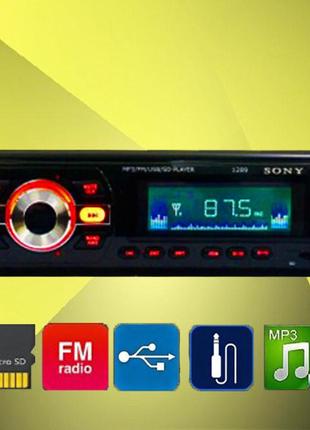 Автомагнитола 1 din usb microsd fm aux пульт 1289