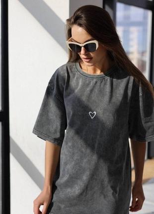 Оверсайз футболка с сердечком женская тай дай турецкого производства