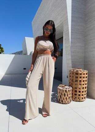 Легкий стильний костюм трійка (сорочка+топ+штани)8 фото