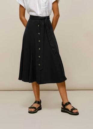 Черная юбка из смеси льная и вискозы next,р. s