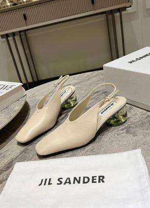 Босоніжки jil sander білі чорні бежеві