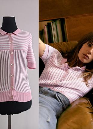 Футболка -поло трикотажная в стиле бохо zara, m, 170/88 cm в полоску