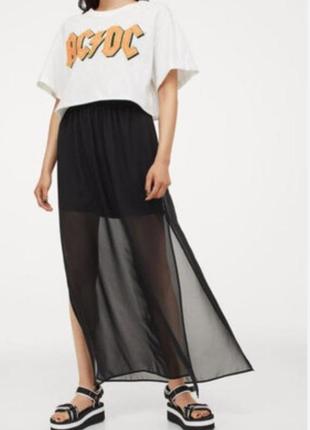 Черная шифоновая юбка р.44