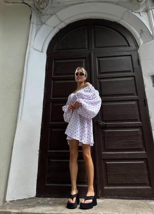 Нежное платье мини из натуральной ткани муслин платье свободного кроя воздушное с сердечками