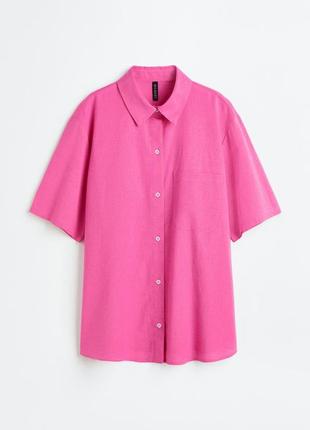 Хлопковая рубашка с коротким рукавом h&m р-р s оверсайз