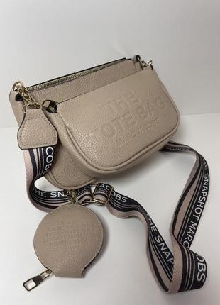 Сумка жіноча бренд marc jacobs tote bag марк джейкобс, 3 в 1, беж2 фото