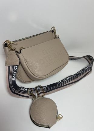 Сумка жіноча бренд marc jacobs tote bag марк джейкобс, 3 в 1, беж4 фото