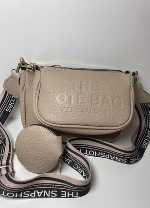 Сумка жіноча бренд marc jacobs tote bag марк джейкобс, 3 в 1, беж3 фото