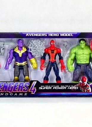 Набор супергероев мстители 4, 15 см танос халк человек-паук железный человек капитан америка aurora