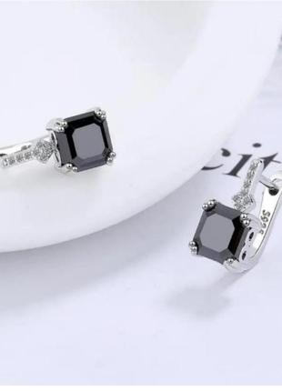 Сережки срібло оригінальні проба 925 silver  чорний агат