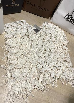 Нежная стильная блуза шитья с бахромой оверсайз 46-50