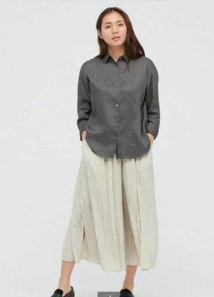 Льняная женская рубашка uniqlo