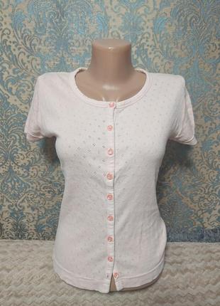 Розовая футболка на пуговицах 12-16 лет блуза блузка